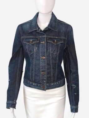 Ralph Lauren denim and supply dark indigo denim  jacket With Distressed Details‎